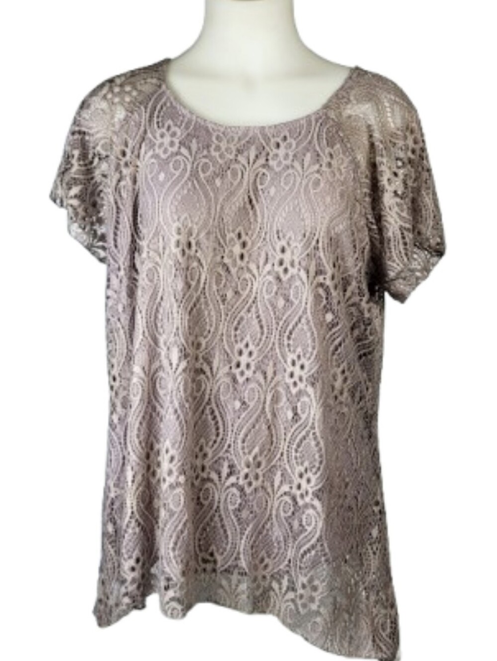 Bellamie Black Brown Lace Top Sz 2X